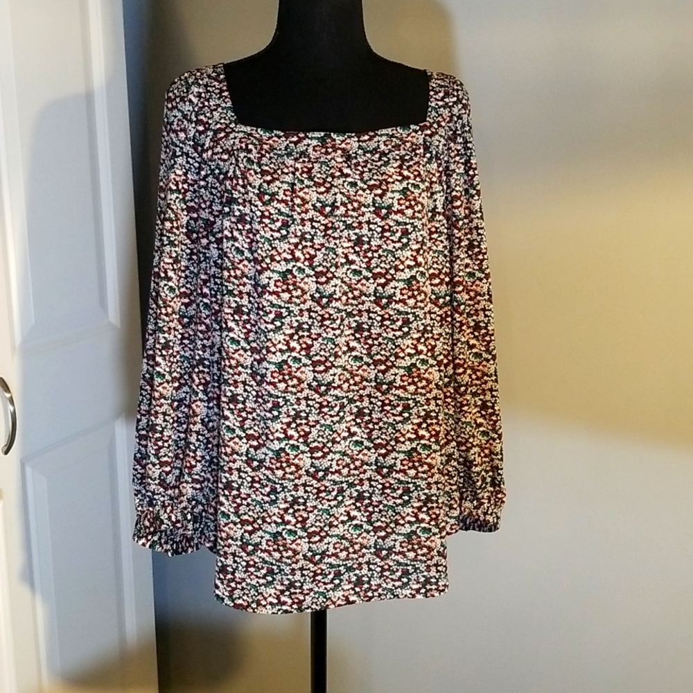 Ann Taylor Floral Square neck Blouse